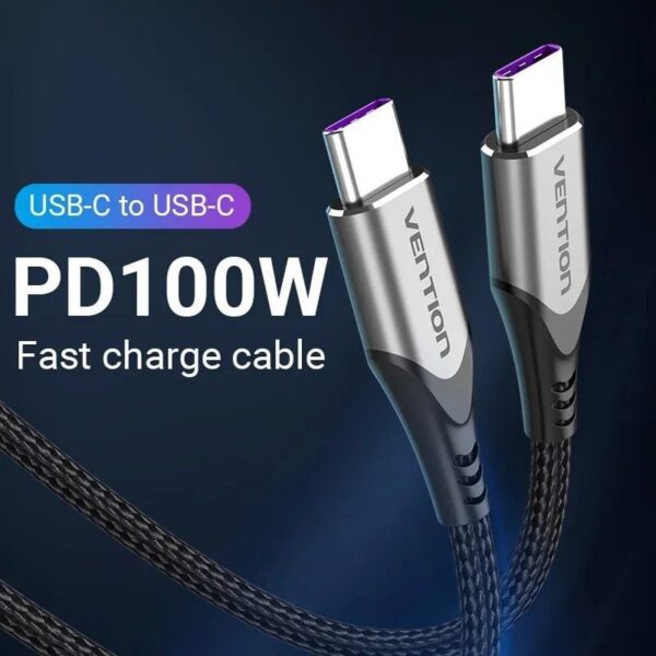 Cable USB-C a USB-C 100W Vention - Carga Rápida 5A 480Mbps 2m