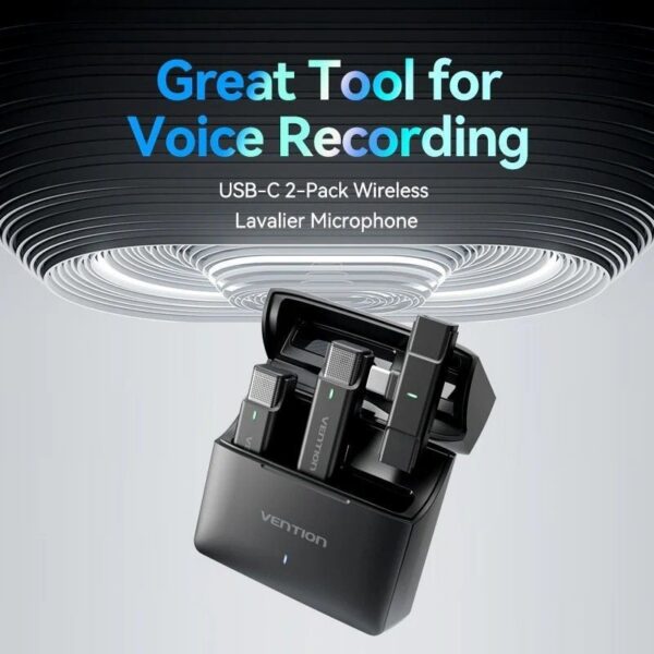 art_ven-mic20ncab0_2 Micrófono Inalámbrico con Clip Vention NCAB0/ USB Tipo-C/ Incluye Receptor/ 2 unidades