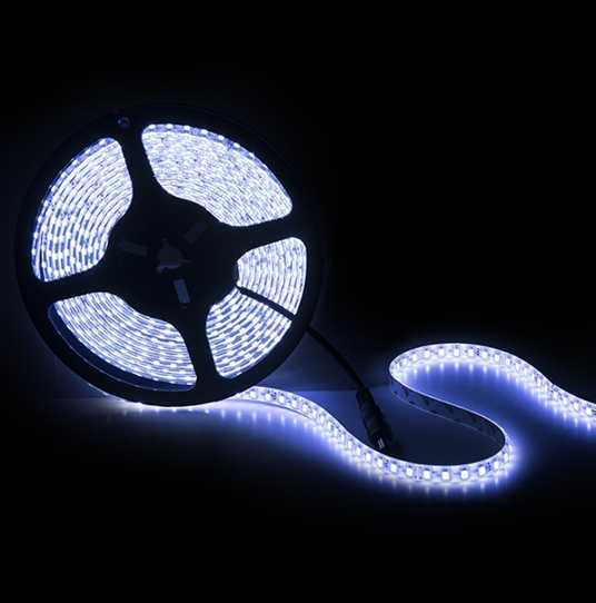 Tira de 600 LEDs 60W 5.500Lm CRI85 6000ºK SMD2835 24VDC x5M 40.000H [GR-RDT2835-120-24-CW]-Blanco Frío