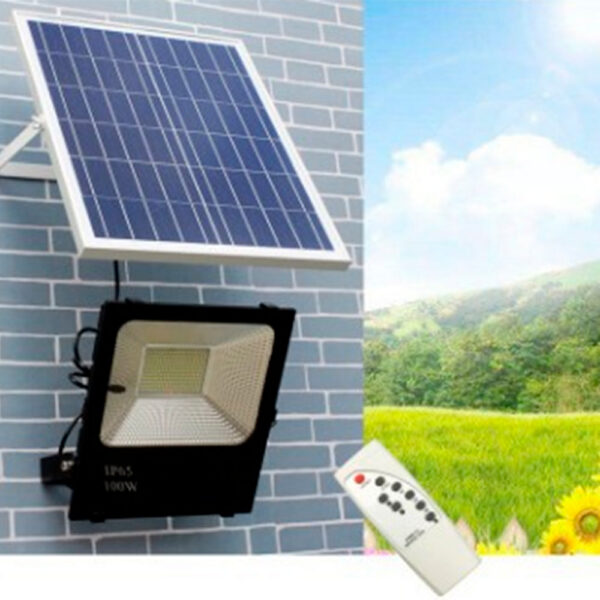 Foco Proyector LED 100W 10.000Lm 6000ºK Solar Sensor 100W + Control Remoto Panel 6V/25W 40.000H  [HO-626005-CW]