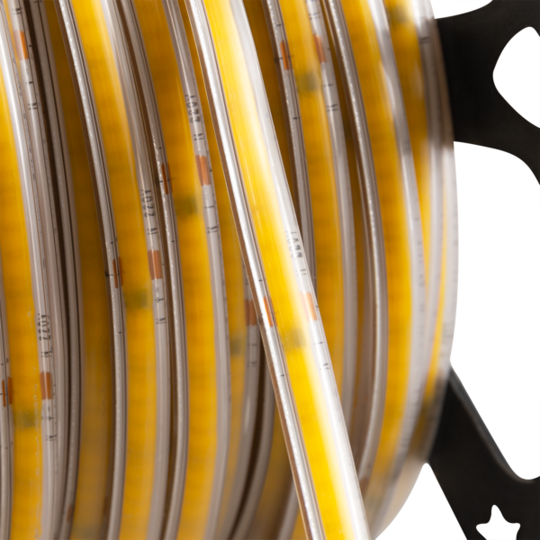 Tira de Leds COB Autorectificada 220VAC 10W/m IP65 - 50 Metros Cinta 3M Blanco Cálido 3000K