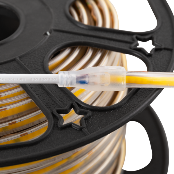 Tira de Leds COB Autorectificada 220VAC 10W/m IP65 - 50 Metros Cinta 3M Blanco Cálido 3000K