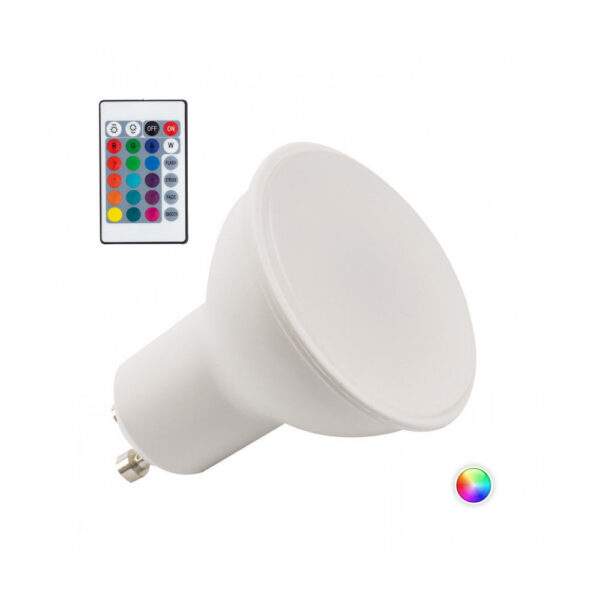 Bombilla LED GU10 5W RGB Mando a Distancia 40.000H [PL187221-GU10]