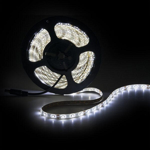 Tira de 300 LEDs 24W 1.200Lm CRI85 6000ºK SMD3528 12VDC IP65 x5M 40.000H [PL219002W]-Blanco