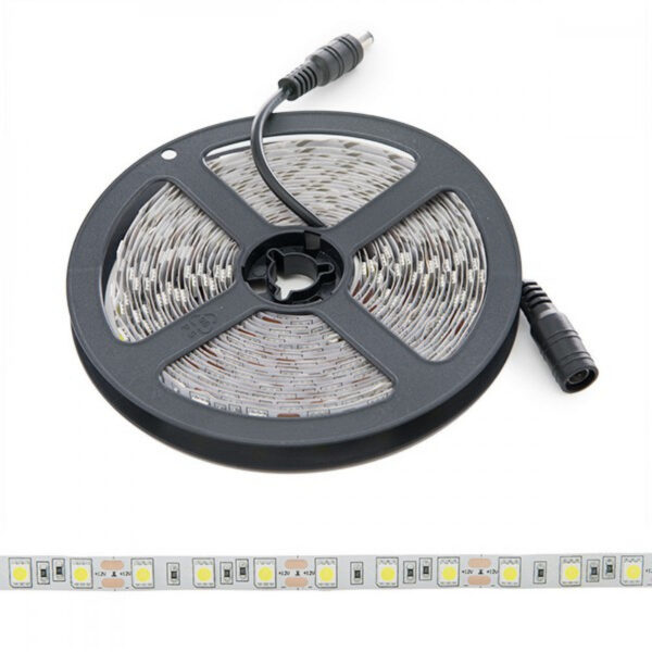 Tira de 300 LEDs 72W 3.780Lm CRI85 6000ºK SMD5050 12VDC x5M 40.000H [PL219009W]-Blanco Frío