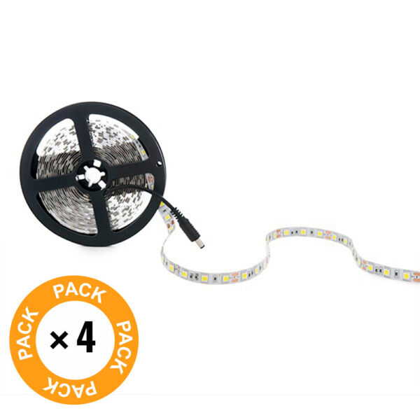 Pack 4 Tiras LED 72W 3780Lm 6000ºK 300 X SMD5050 12VDC x5M 40.000H [PL219009W-PK4-AP]