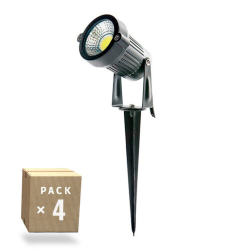 Pack 4 Focos LED Pincho Jardín 5W 450Lm 6000ºK 40.000H [SL-SL-C10-5W-CW-PK4-AP]