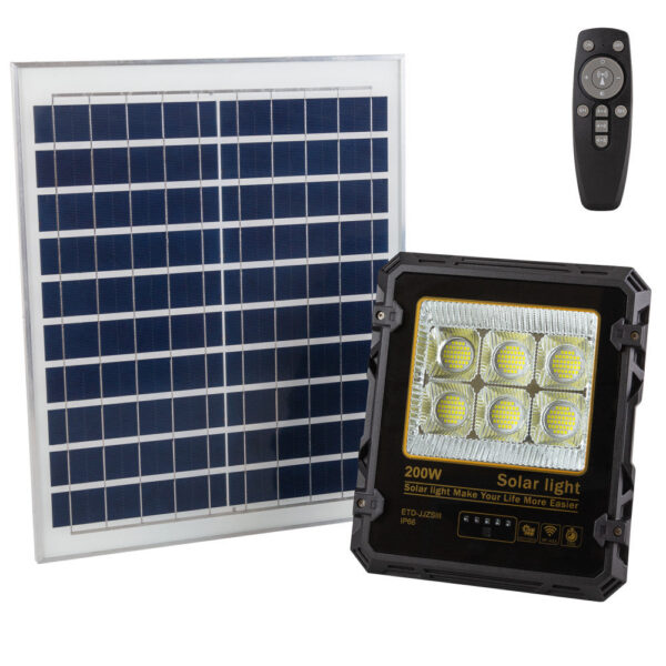 Proyector 200W con Panel Solar Control Remoto IP65 [1916-FLSOL-200W-CW]