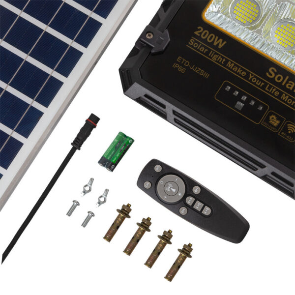 Proyector 200W con Panel Solar Control Remoto IP65 [1916-FLSOL-200W-CW]