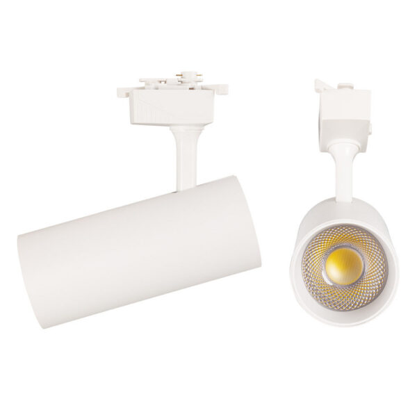 Foco de Carril Monofásico 30W COB Regulable Flicker Free Blanco CCT (Tonalidad Luz Regulable) 3000-6000ºK [1916-TL-30W-M-CCT]