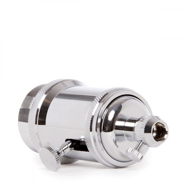 Portalámparas E27 Cobre Baquelita- Interruptor Rotativo, Color Cromo [AM-AH008]