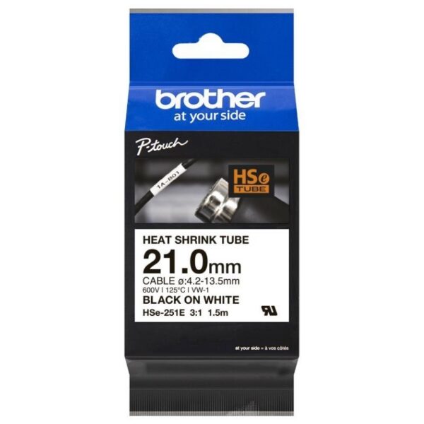 art_bro-hse251e_1 Cinta Tubo Termorretráctil para cables Brother HSe-251E/ Blanca