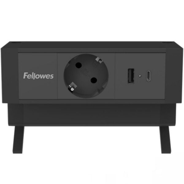 Regleta Sobremesa Fellowes 100137172/ 1 Tomas de corriente/ 1 USB - 1 USB Tipo-C/ Cable 2m/ Negra