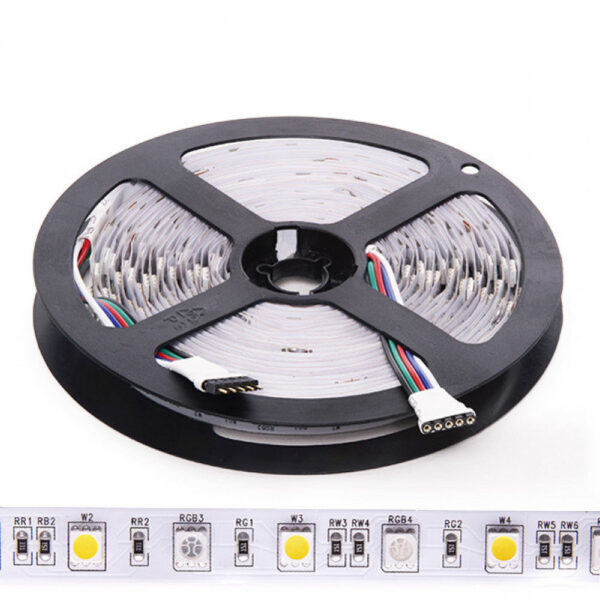 Tira de 300 LEDs 60W 3.402Lm 3000ºK SMD5050 24VDC IP20 RGB+Blanco Cálido x5M 40.000H [CA-5050-60-24-IP20-RGB-WW]-Blanco Cálido