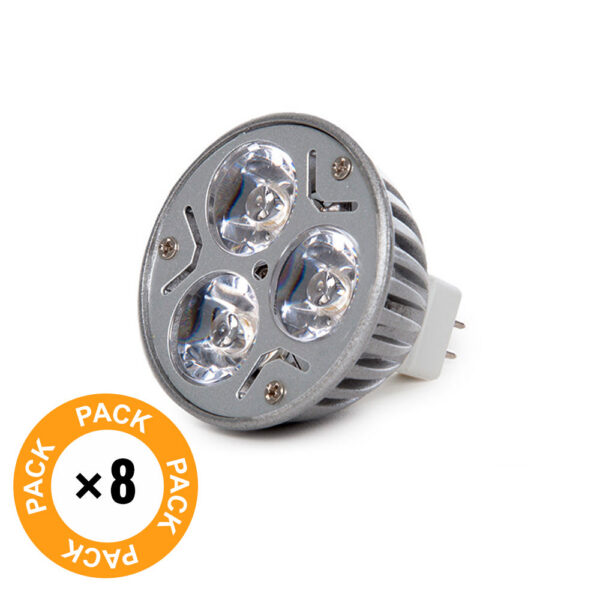 Pack 8 Bombillas LED GU5,3 6W 515Lm 3000ºK 40.000H [CA-MR16-9W-WW-PK8-AP]