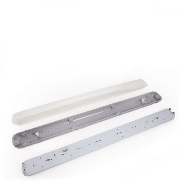 Pack 4 Pantallas Estancas Enlazables  PARA DOS TUBOS LEDs 1200mm ABS/PC CLIPS INOX