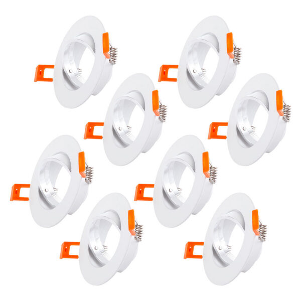 Pack 8 Aro Foco Downlight  Basculante Circular Aluminio Blanco 93Mm