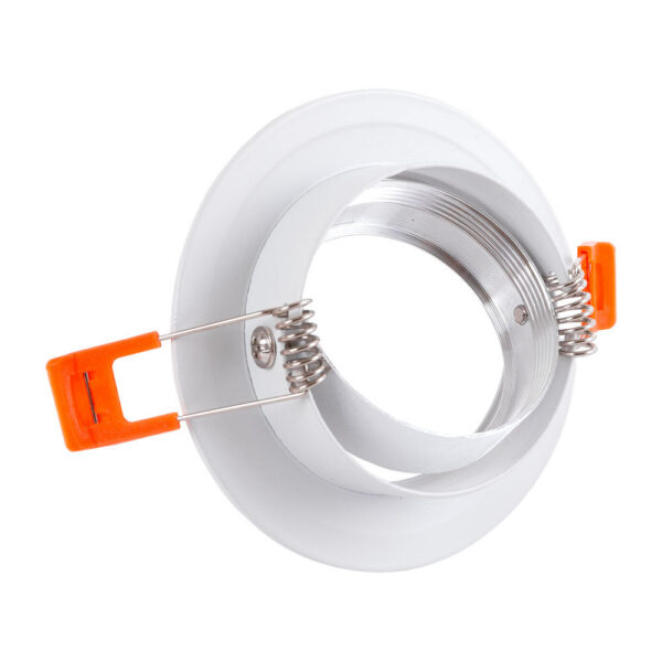 Pack 8 Aro Foco Downlight  Basculante Circular Aluminio Blanco 93Mm