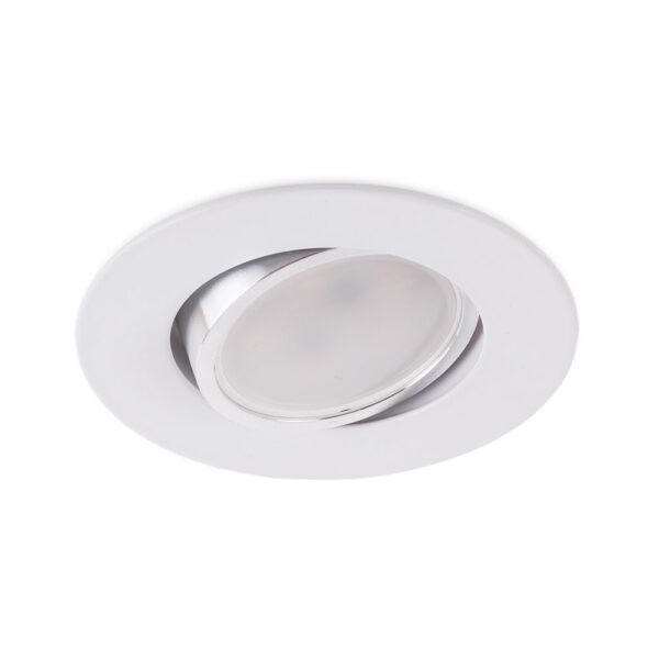 Pack 8 Aro Foco Downlight  Basculante Circular Aluminio Blanco 93Mm