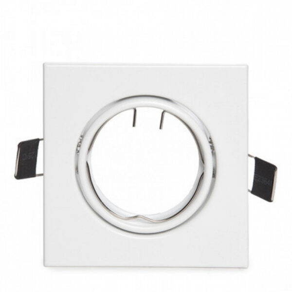 Aro Foco Downlight  Basculante Cuadrado Aluminio Blanco 83/83Mm Estuche Personalizado