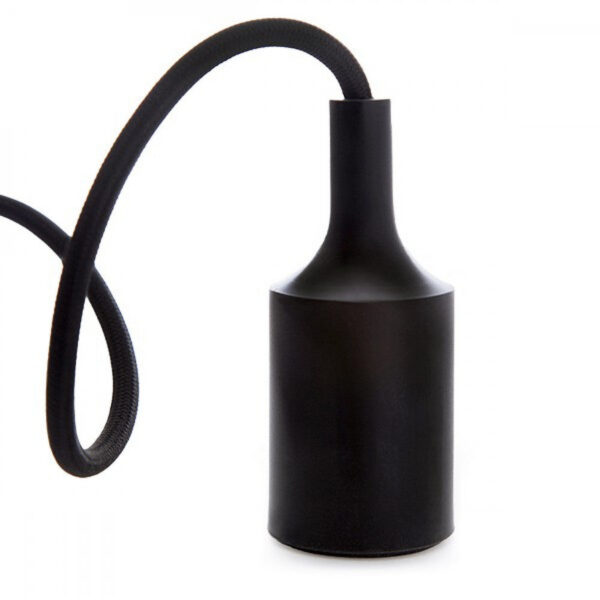Portalámparas E27 Cable - Rosetón Negro