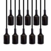 Pack 10 Portalámparas E27 - Cable - Rosetón - Negro