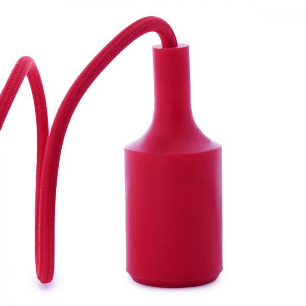 Portalámparas E27 Cable - Rosetón - Color Rojo