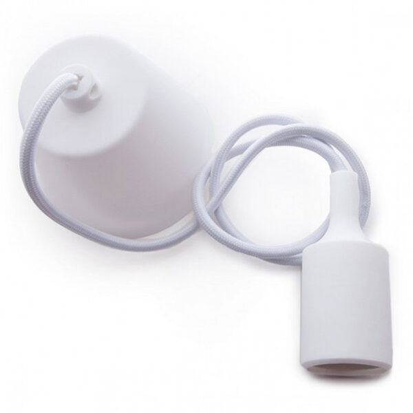 Portalámparas E27 Cable - Rosetón Blanco