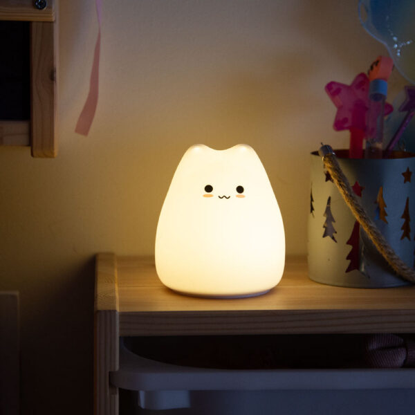 Lampara nocturna de mesa LED Infantil quitamiedos y recargable "Cat"