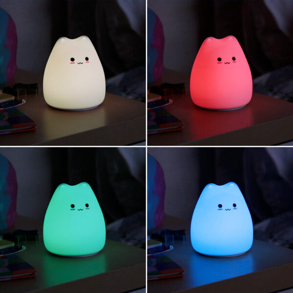 Lampara nocturna de mesa LED Infantil quitamiedos y recargable "Cat"