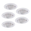 Pack de 5 Bombillas LED GU10 6W 700Lm 6000ºK 40.000H - Aro Downlight Redondo Inclinable "Vepa" Acero 90mm - Blanco