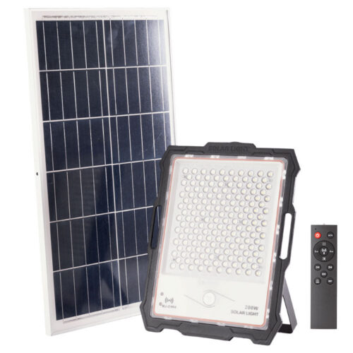 Proyector LED Solar 200W Sensor_Control Remoto Panel:5V 45W Batería: 3,3V 45.000Ma [LUM-MJ-DW904]