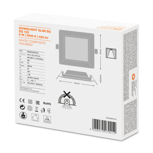 [LVE-4058075079212] Downlight LED LEDVANCE   6W 420Lm 3000K 120º IP20