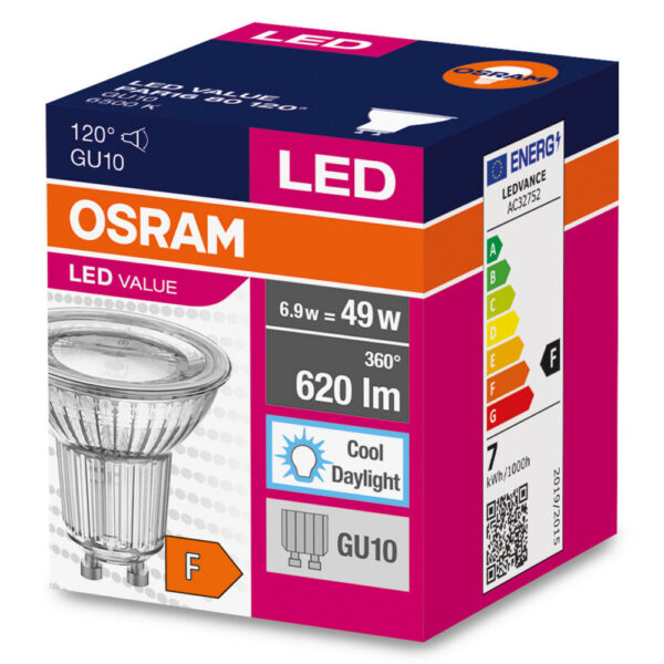 [LVE-4058075096745] Ledvance/Osram Bombilla LED Spot GU10 6,9W 620Lm 6500K 120º IP20