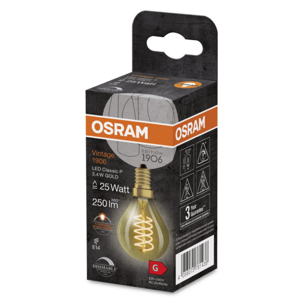 [LVE-4058075761438] Ledvance/Osram Bombilla LED "Classic" E14 3,4W 250Lm 2200K 320º IP20 Regulable - Blanco Extra Cálido