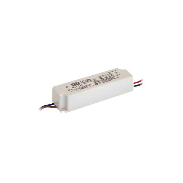 LPV-20-24 IP67 Transformador MEANWELL Entrada 90-264VAC Salida 24VDC 0,84A 20W Aislamiento 3000VAC