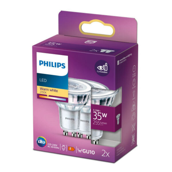 Bombilla LED Philips/Signify PAR16 GU10 3,5W  2700ºK   15000H [PH-8718699774295]