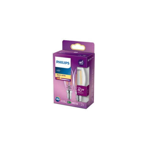 Pack 2 Bombilla LED Philips E14 B35  4.3W 470Lm 2700K [PH-929001889767