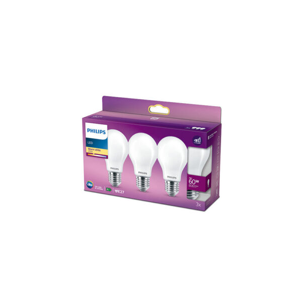 Pack 3 Bombilla LED Philips E27 A60  7W 806Lm 2700K  [PH-8719514266759]