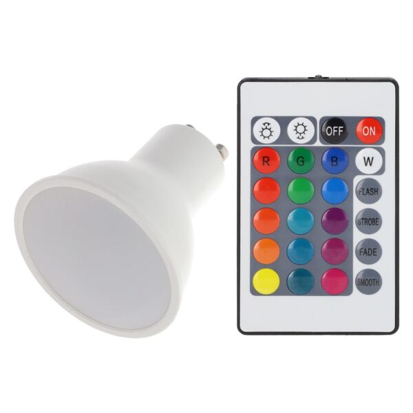 Bombilla LED GU10 3W RGB Mando a Distancia 40.000H [PL187220-GU10]