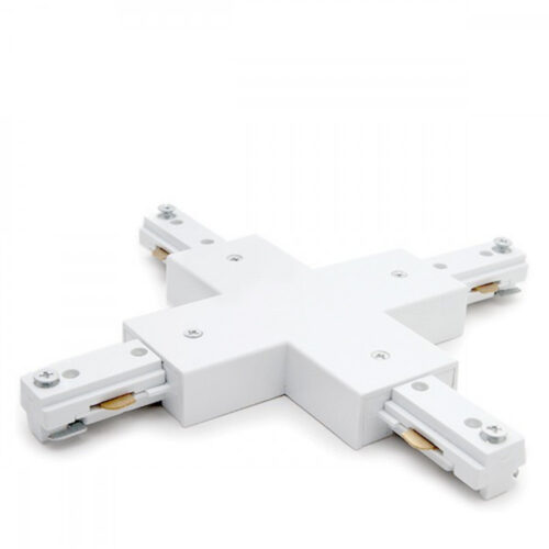pl218000x_t_w_0-4 Conector X Carril Bifásico Blanco