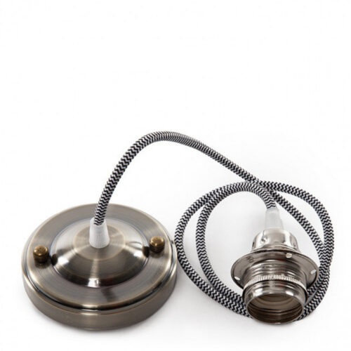 Pendel E27 Cable 1000 X 0,75Mm Tela - Rosetón [SC-MPL008]