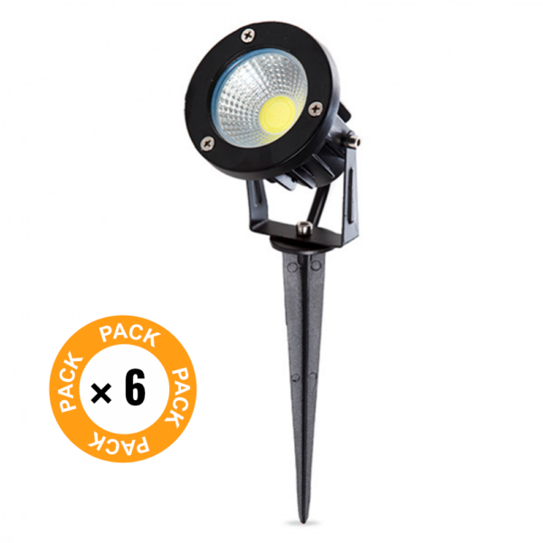 Pack 6 Focos LED Jardines 9W 758Lm 2700ºK Pincho 50.000H [SL-CPDC09-9W-WW-PK6]