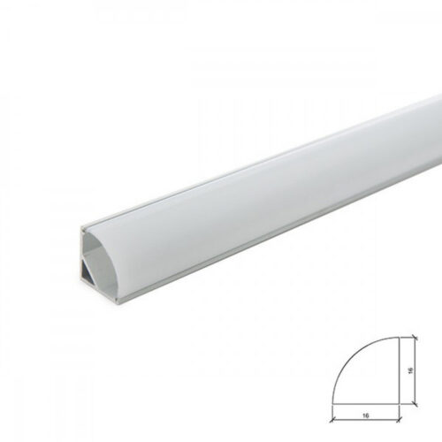 Perfíl Aluminio para Tira LED Instalación Esquinas - Difusor Opal x 2M