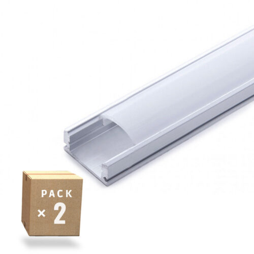 su_a1707_pk2_ap_0 Pack 2 Perfil de Aluminio para LEDs Difusor Opal Tira 2M