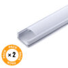 su_a1707_pk2_ap_1 Pack 2 Perfil de Aluminio para LEDs Difusor Opal Tira 2M