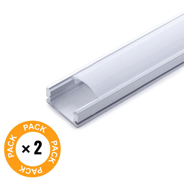 su_a1707_pk2_ap_1 Pack 2 Perfil de Aluminio para LEDs Difusor Opal Tira 2M