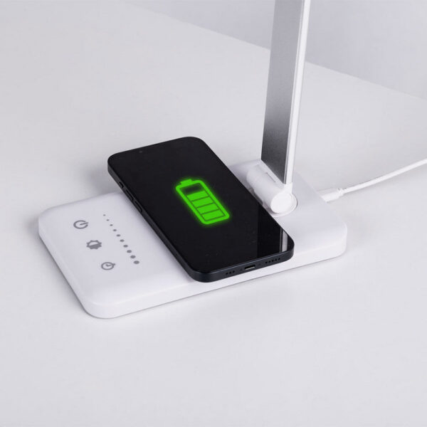 Lámpara de Mesa LED con Cargador Teléfono Inalámbrico 6W 420Lm CCT (Tonalidad Luz Regulable)