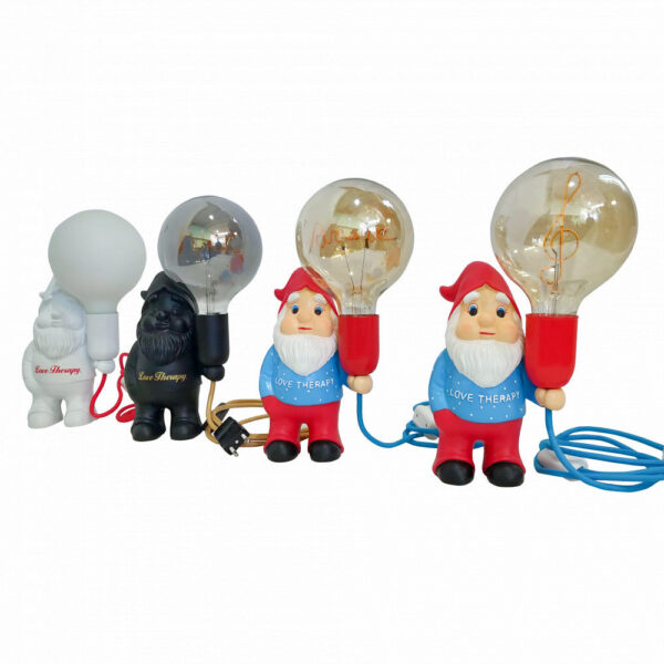 Gnomo Cerámica Acabado Color Azul/Rojo con Bombilla LED G125 "Amore" [AM-NN202]