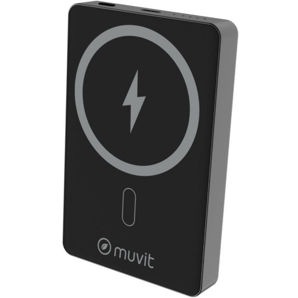 Powerbank 10000mAh Muvit For Change MCCHP0010/ 20W/ Wireless/ Negra/ Incluye Cable USB Tipo-C